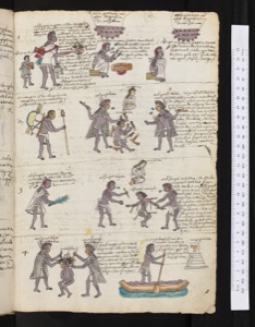 Códice con escenas de la vida y rituales prehispánicos — Anónimo tlacuilo mexica (Códice Mendoza)