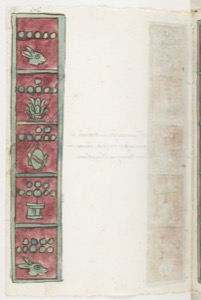 Fragmento de Códice Maya con glifos — Anónimo tlacuilo mexica (Códice Aubin)