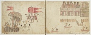 Códice de Tlaxcala: llegada de españoles y edificaciones