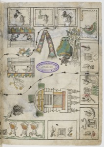 Página de códice pictográfico mesoamericano con diversas escenas — Anónimo