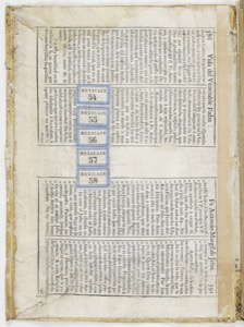 Página antigua de libro con texto y recuadros de paginación — Anónimo