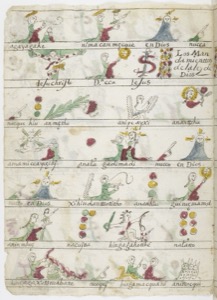 Ilustración de códice colonial, posible representación del calendario o eventos religiosos — Anónimo novohispano