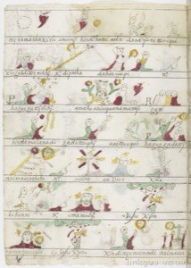 Página de códice con glifos y escritura