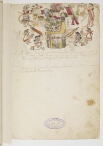 Códice Maguey: — Escena de coronación o investidura de un gobernante mexica — Anónimo mesoamericano