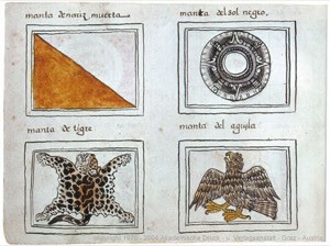 Mantas y símbolos precolombinos — Anónimo tlacuilo (Códice Magliabecchiano)