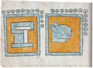 Códice con glifos y representación de un conejo — Anónimo tlacuilo (Códice Magliabecchiano)