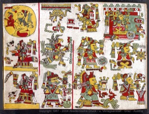 Pinturas y glifos mayas en códice colonial — Anónimo mixteco