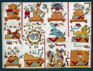 Códice Borgia: — Escenas rituales y mitológicas de la cosmovisión mexica — Tlacuilo anónimo, tradición mixteca-puebla (Códice Borgia)