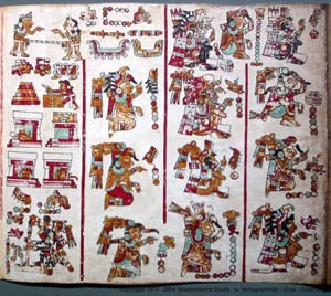 Códice Maya — Con representaciones divinas y rituales — Anónimo mixteco