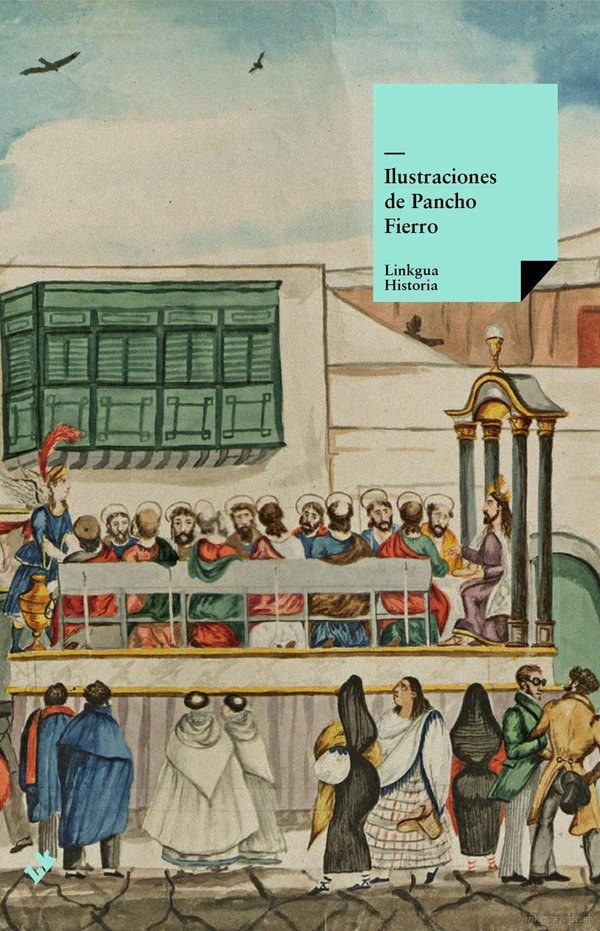 Escena costumbrista con personajes y arquitectura — Pancho Fierro