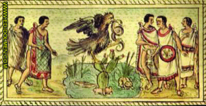 Fundación de Tenochtitlán: el águila y la serpiente — Anónimo tlacuilo mexica