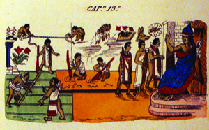 Con tributos y gobernante — Anónimo tlacuilo mexica