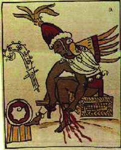 Gobernante mexica practicando auto-sacrificio
