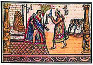 Ceremonia mexica: Entrega de insignias y ofrendas — Anónimo tlacuilo mexica