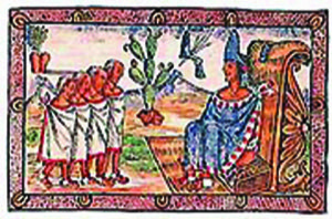 Caudillo Azteca y Súbditos — Anónimo tlacuilo mexica