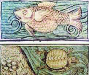 Peces y tortugas en el arte prehispánico — Anónimo tlacuilo mexica