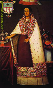 Retrato de mujer indígena con tocado y vestimenta tradicional — Anónimo (retrato colonial)