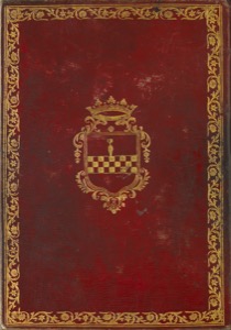 Portada de libro histórico con escudo nobiliario dorado — Anónimo