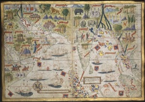 Mapa de Comercio y Rutas Marítimas del Siglo XVI — Atlas Miller