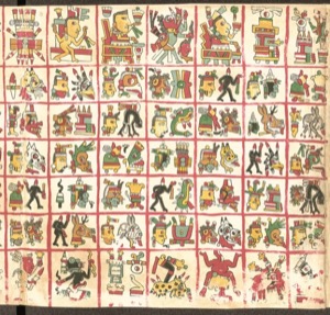 Códice Borgia: — Página con escenas rituales y divinidades mexicas — Tlacuilo anónimo, tradición mixteca-puebla (Códice Borgia)