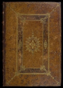 Cubierta de libro de cuero con intrincados dorados y patrón central — Anónimo (encuadernación histórica)