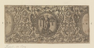 Ornamento renacentista con figura alegórica central — Anónimo