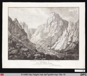 Esta es una litografía de paisaje que representa una vista