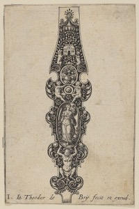 Ornamentación ornamental con figuras mitológicas y arquitectónicas — Theodor de Bry