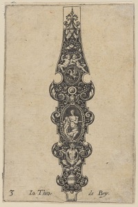 Diseño ornamental para el mango de una espada o daga — Theodor de Bry