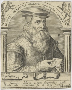 Retrato grabado de Joannes Operinus — Anónimo (grabado renacentista)