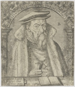 Retrato de Modestinus Pistor, jurisconsulto — Anónimo (grabado renacentista)
