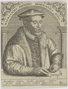 Retrato de Hadrianus Junius — Anónimo (grabado renacentista)