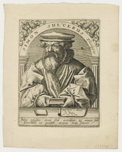 Retrato de Simón Sulzer, teólogo suizo — Anónimo (grabado renacentista)