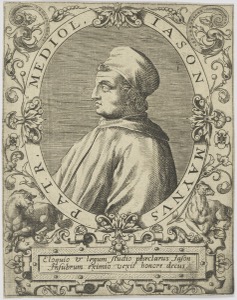 Retrato de Iason Maynus, Patriarca de Constantinopla — Anónimo (grabado renacentista)
