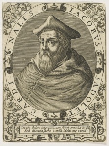 Retrato del Cardenal Jacopo Sadoleto en un medallón ovalado — Anónimo (grabado renacentista)