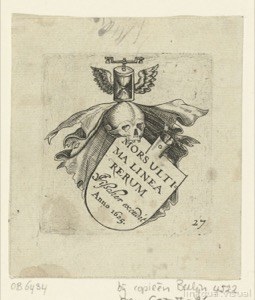 Memento Mori con Reloj de Arena y Calavera — Anónimo