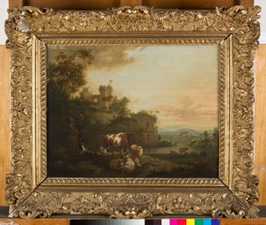 Paisaje con castillo y ganado — Anónimo
