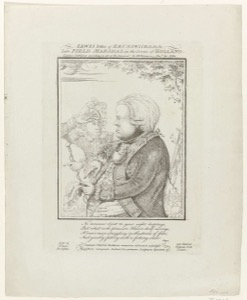 Retrato de Gentleman con figura femenina al fondo — Anónimo (grabado europeo)