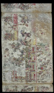 Página de un códice mesoamericano con múltiples figuras antropomorfas ricamente — Anónimo tlacuilo, tradición mixteca