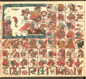 Una página vibrante de un códice mesoamericano — Anónimo tlacuilo mexica (Códice Aubin)