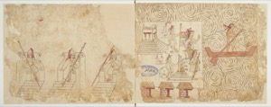 Escenas de la vida mexica: templos, canoas y ofrendas — Anónimo tlacuilo mexica (Códice Azcatitlán)
