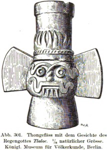 Vaso ceremonial representando a Tlaloc — Tlacuilo anónimo, tradición mixteca-puebla (Códice Borgia)