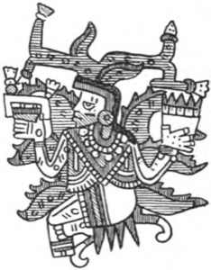 Figura Mitológica Azteca — Tlacuilo anónimo, tradición mixteca-puebla (Códice Borgia)
