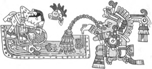 Con Quetzalcóatl — Anónimo tlacuilo mexica (Códice Borbónico)