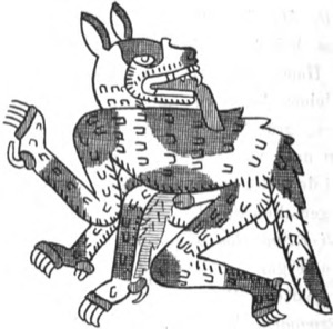 Xoloitzcuintle, perro azteca en códice — Tlacuilo anónimo, tradición mixteca-puebla (Códice Borgia)