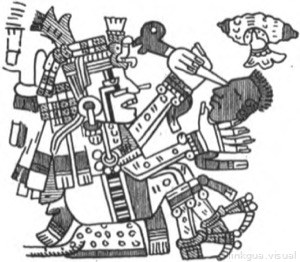 Ceremonia azteca con sacrificio de cabeza