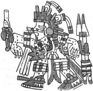 Representación de deidad o gobernante azteca — Tlacuilo anónimo, tradición mixteca-puebla (Códice Borgia)