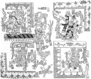 Ilustraciones de códices mesoamericanos: Dioses y rituales
