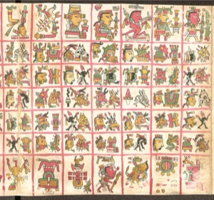 Página de un códice prehispánico — Tlacuilo anónimo, tradición mixteca-puebla (Códice Cospi)