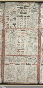 Página del Códice de Dresde con glifos y figuras mayas — Anónimo maya